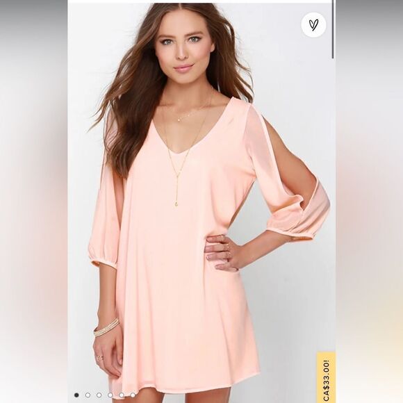 Lulu’s Shifting Dears Peach Long Sleeve Dress - Picture 2 of 12